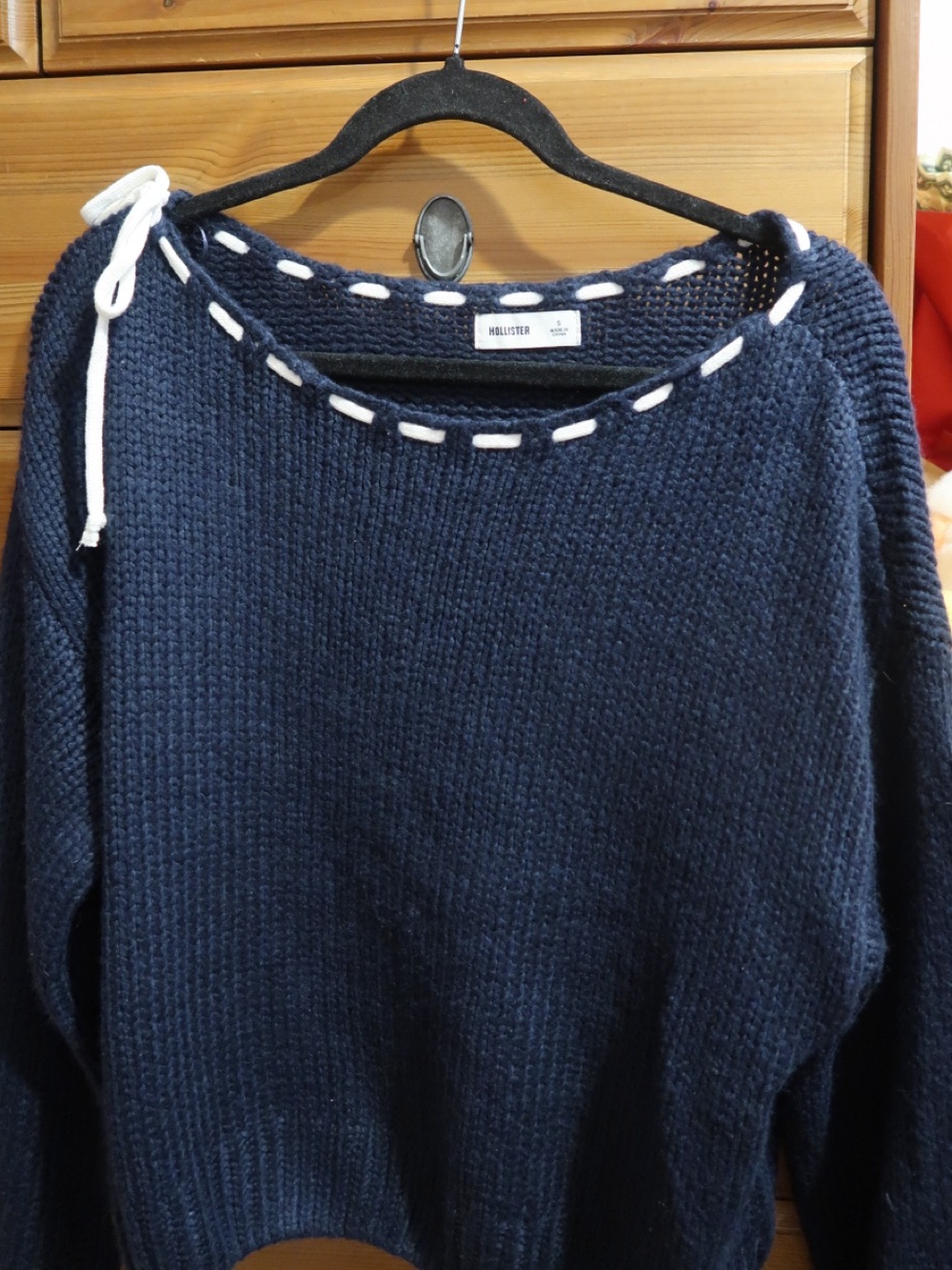 Hollister Navy Blue off the shoulder sweater